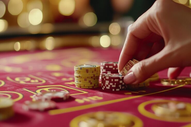 yoyo33 app showing live-dealer blackjack table with multiple camera angles and betting interface on smartphone screen